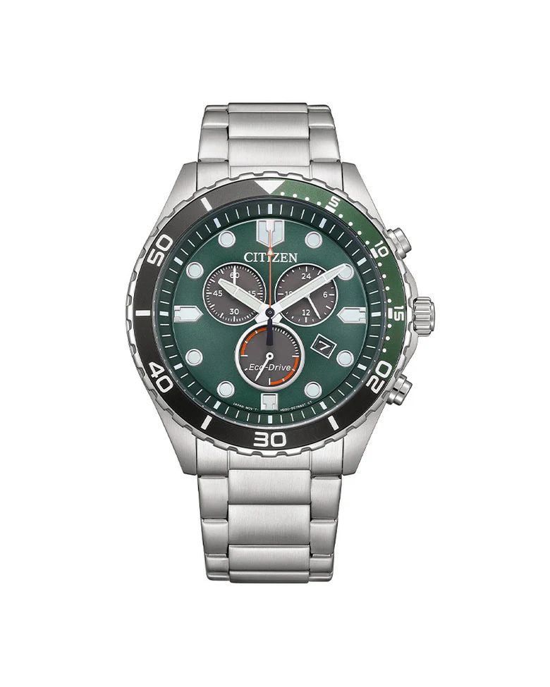 めぐりんさま❤オルゴナイト❤オーダー❤専用です Citizen Eco-Drive Kronograf Stål / Grønn Ø43mm - Urmaker Monsen